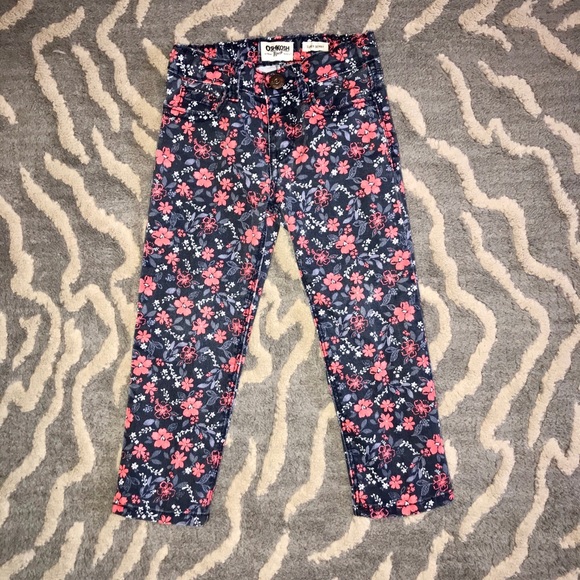 Girls OshKosh Floral Print Jeans & L/S Knit Top - Picture 2 of 8